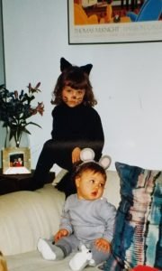 Girls dressed as a cat and mouse