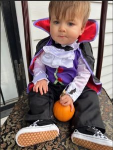 Toddler in vampire costume