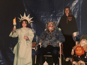 Julie as Hermione with sister Liberty and grandpa